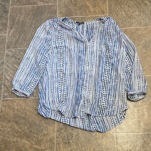 NYDJ Blue and White Striped Blouse